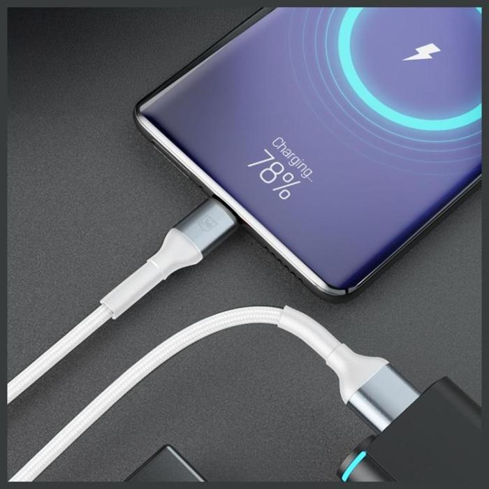 3MK - 3MK USB-A till USB-C 18W kabel 9V/2A 1m N-SERIES Hyper - Vit