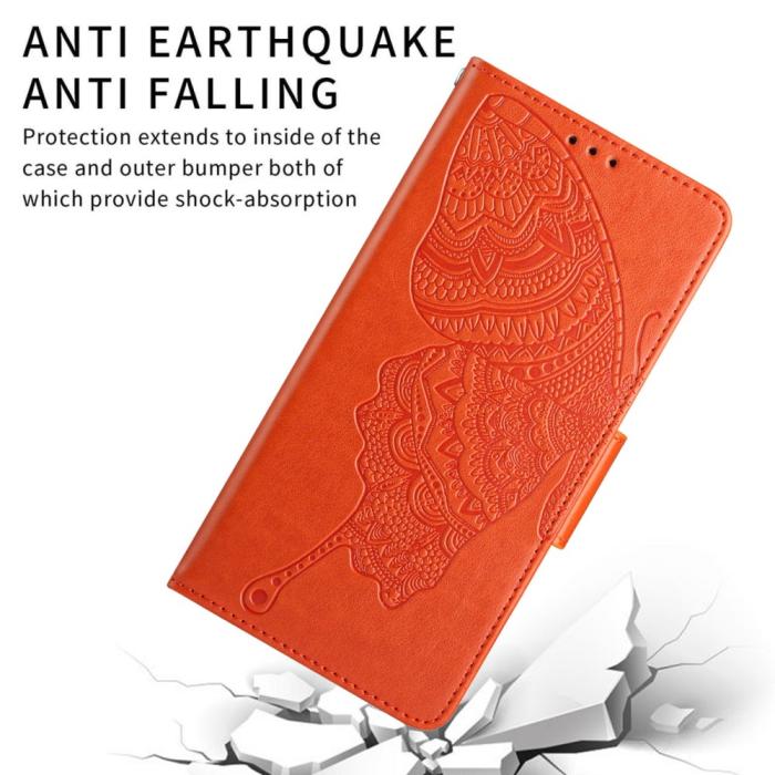 OEM - Fjärilar iPhone 13 Pro Max Plånboksfodral - Orange