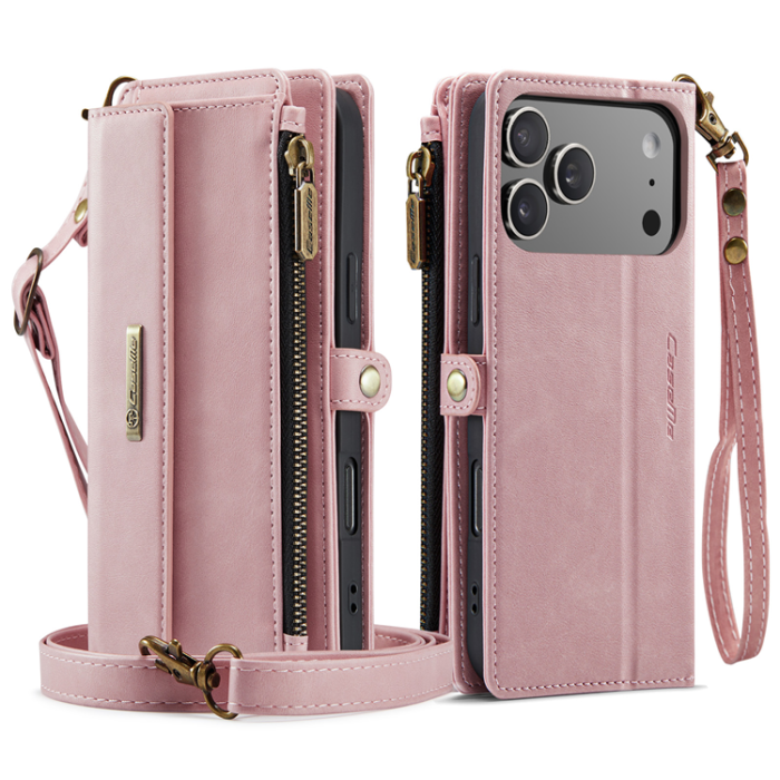 Caseme - CASEME iPhone 17 Pro Max Plånboksfodral Zipper RFID C39 - Rosa
