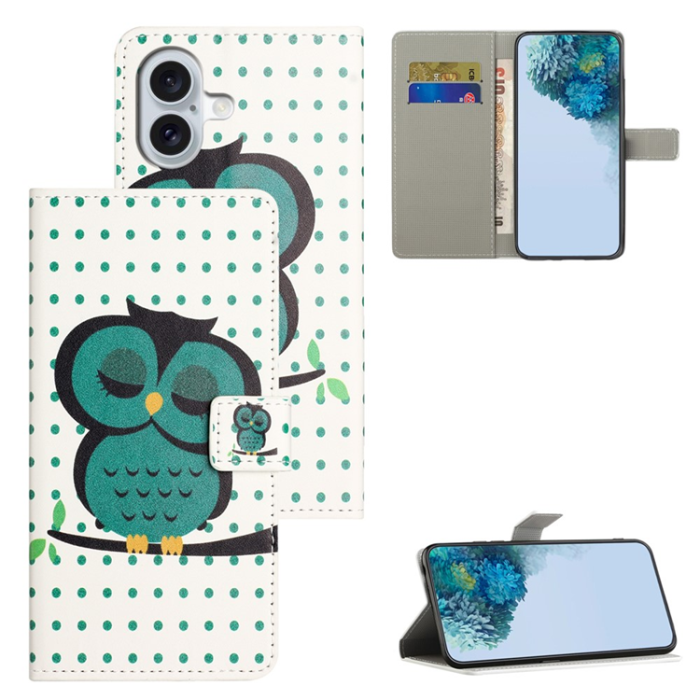 A-One Brand - iPhone 17 Plånboksfodral Pattern Print - Prickar Uggla