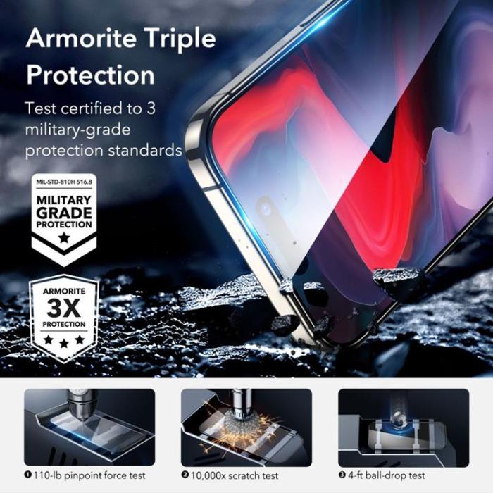 ESR - ESR iPhone 15 Pro Härdat Glas Skärmskydd Armorite