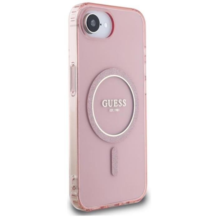 Guess - Guess iPhone 16e Mobilskal MagSafe IML Glitter Circle - Rosa