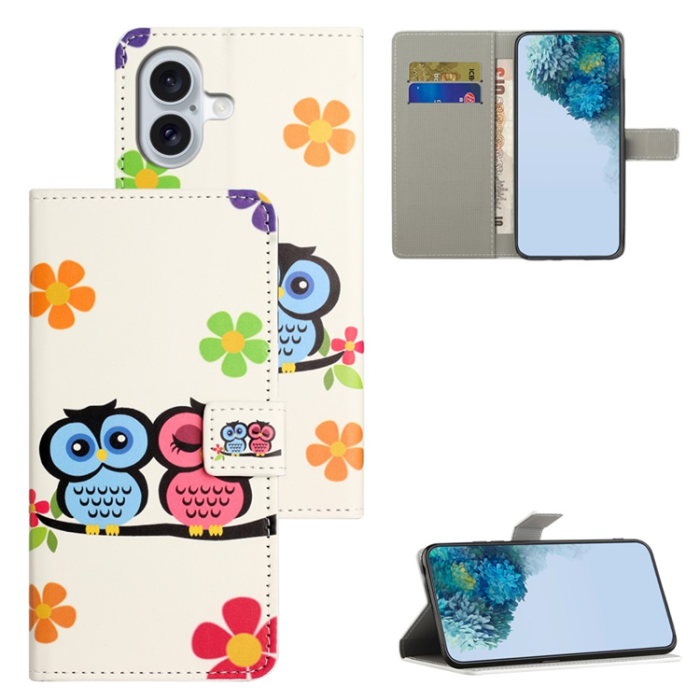 A-One Brand - iPhone 17 Plånboksfodral Pattern Print - Par ugglor