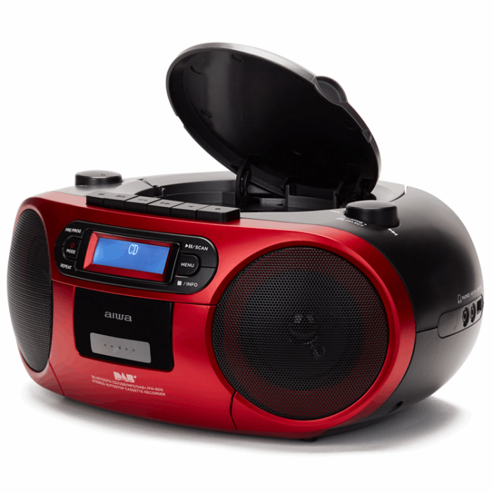 AIWA - AIWA Radio med CD-Spelare, Kassettband och Bluetooth - Röd