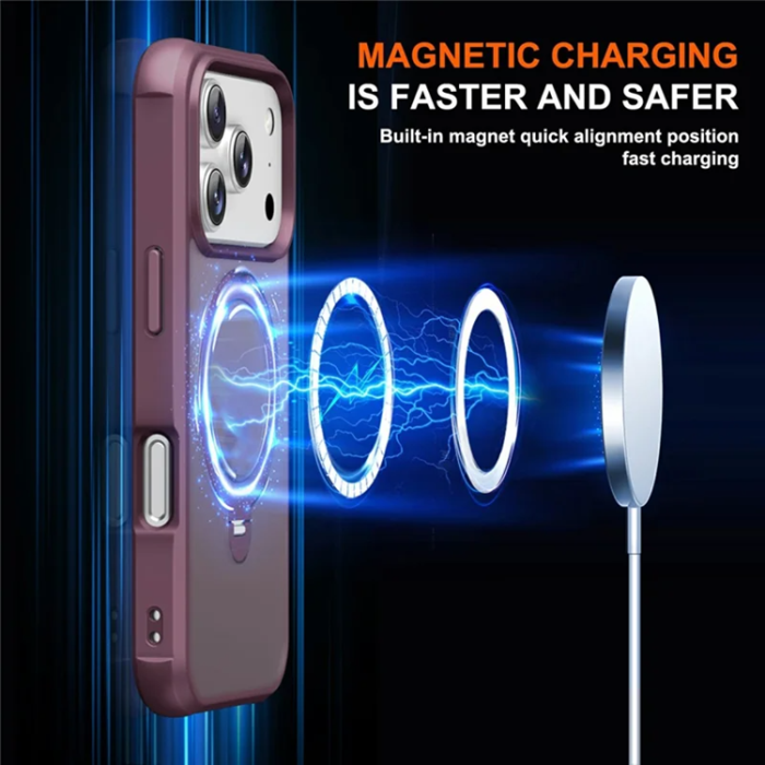A-One Brand - iPhone 17 Pro Mobilskal MagSafe Kickstand TPU + PC - Vinröd