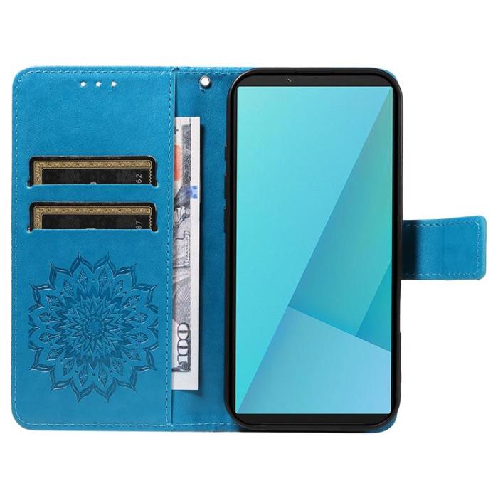 A-One Brand - Sony Xperia 10 VII Plånboksfodral Sunflower Imprinted - Blå
