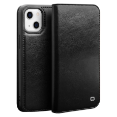 QIALINO - Qialino iPhone 13 Mini Plånboksfodral Cowhide Läder - Svart