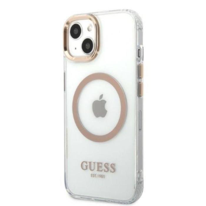 Guess - Guess iPhone 13 Skal Magsafe Metal Outline - Guld