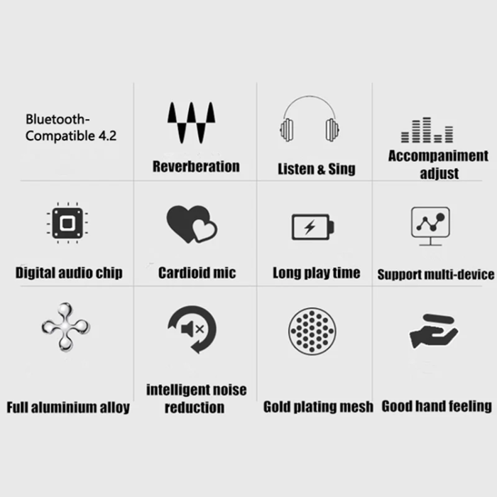 OEM - 2in1 Trådlös Mikrofon Bluetooth Högtalare Karaoke K6 - Silver