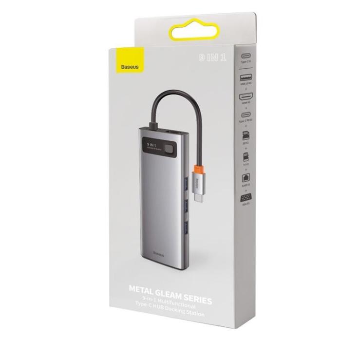 BASEUS - [9in1] Baseus HUB Multifunctional 100W - Grå