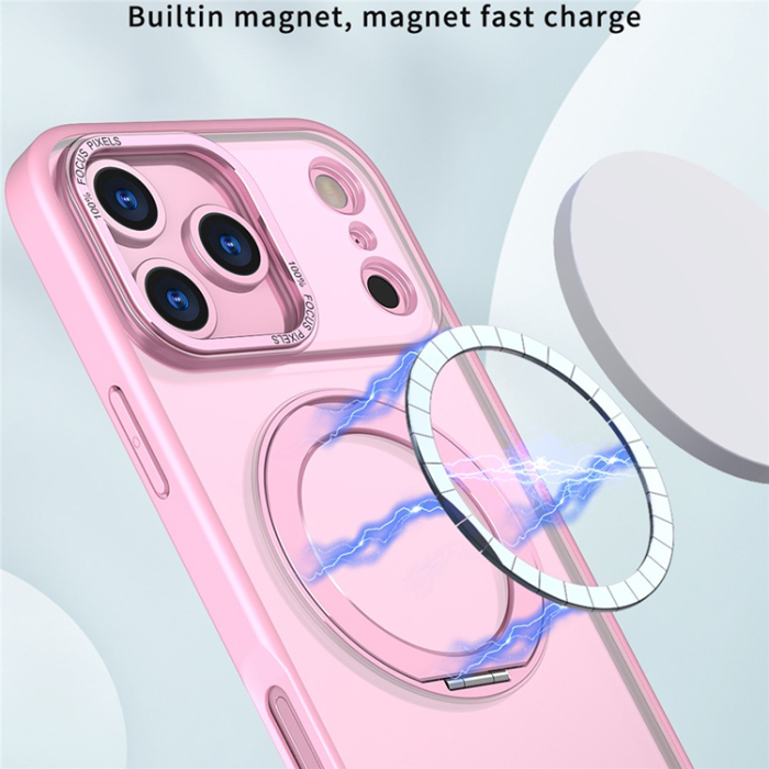 A-One Brand - iPhone 17 Pro Mobilskal MagSafe TPU + Acrylic Kickstand - Rosa