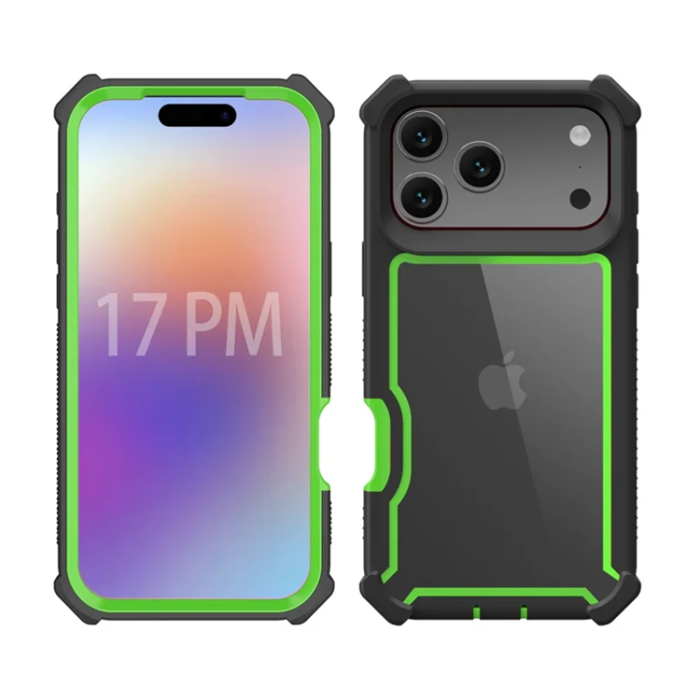 A-One Brand - iPhone 17 Pro Max Mobilskal TPU + PC Shockproof - Svart/Grön