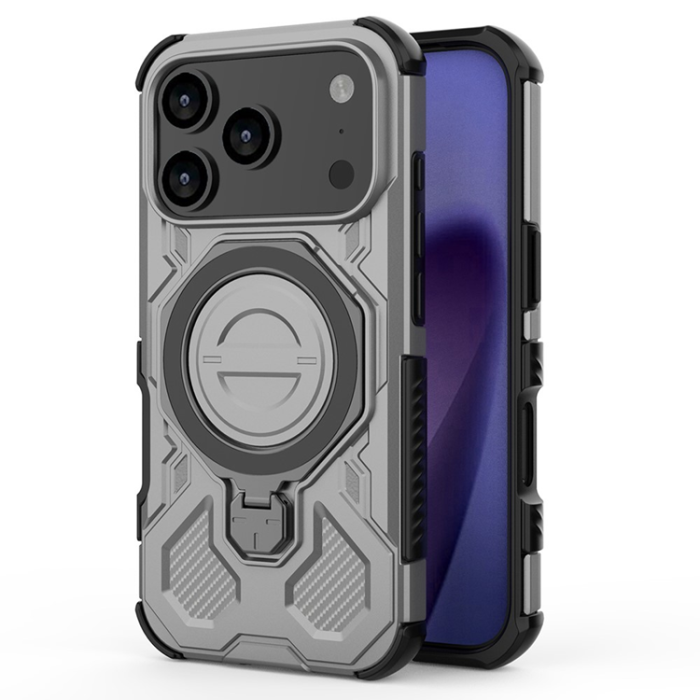 A-One Brand - iPhone 17 Pro Max Mobilskal Rotating Kickstand - Grå