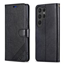 AZNS - AZNS Samsung Galaxy S26 Ultra Pl&aring;nboksfodral Konstl&auml;der St&auml;ll - Svart