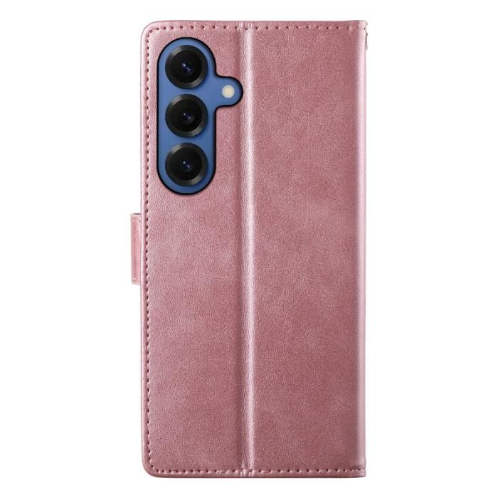 OEM - Samsung Galaxy S26 Fodral Ställ Äkta Läder Flip - Rosa
