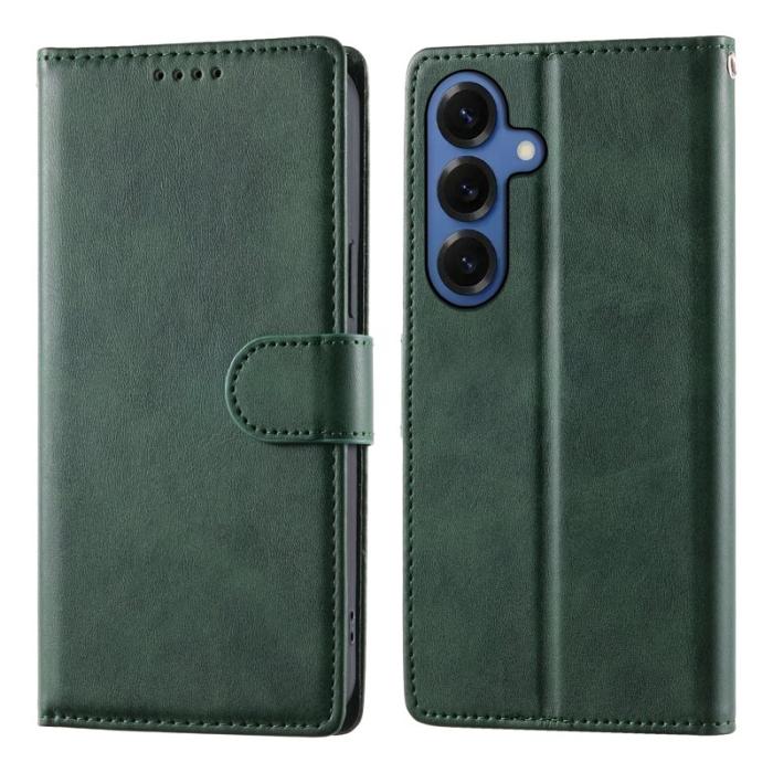 OEM - Samsung Galaxy S26 Fodral Ställ Äkta Läder Flip Skydd - Grön