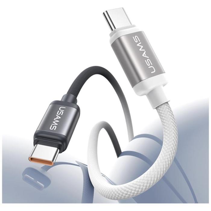 USAMS - USAMS USB-C till USB-C Kabel PD 60W 1.2m Bicolor SJ756 - Svart/Vit