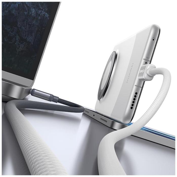USAMS - USAMS USB-C till USB-C Kabel PD 60W 1.2m Bicolor SJ756 - Svart/Vit