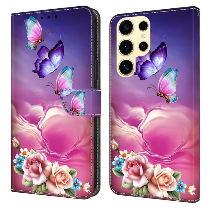 OEM - Mobilskal till Samsung Galaxy S26 Ultra TPU + KonstLäder - Fjäril Blomma