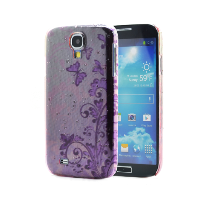 OEM - Baksidesskal till Samsung Galaxy S4 i9500 - Lila Fjärilar