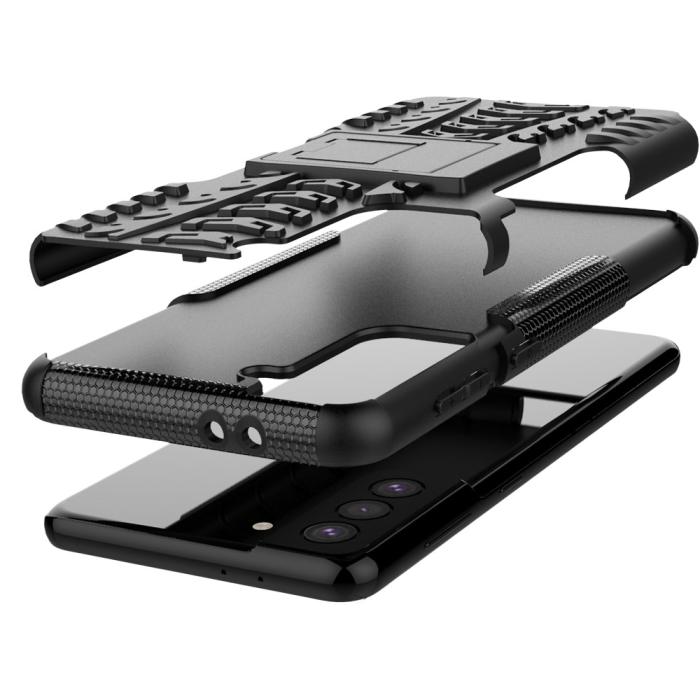 A-One Brand - Tyre Kick-Stand Mobilskal till Galaxy S21 Plus - Svart