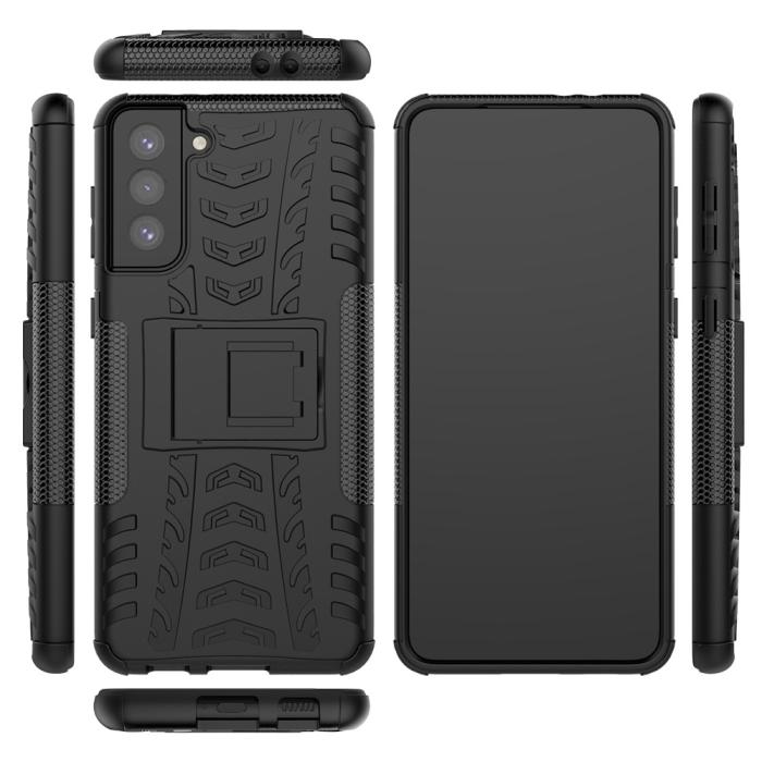 A-One Brand - Tyre Kick-Stand Mobilskal till Galaxy S21 Plus - Svart