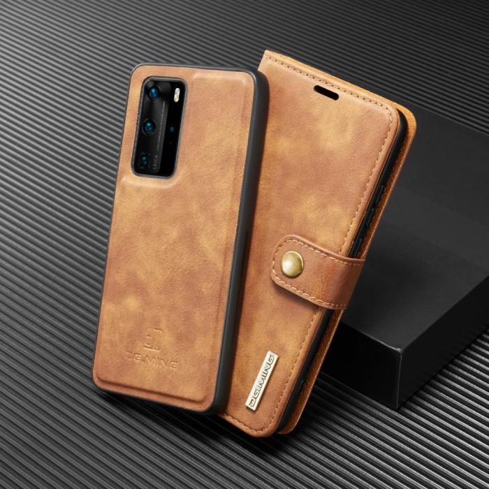UTGATT1 - DG.MING Äkta Läder Plånboksfodral Huawei P40 Pro - Svart