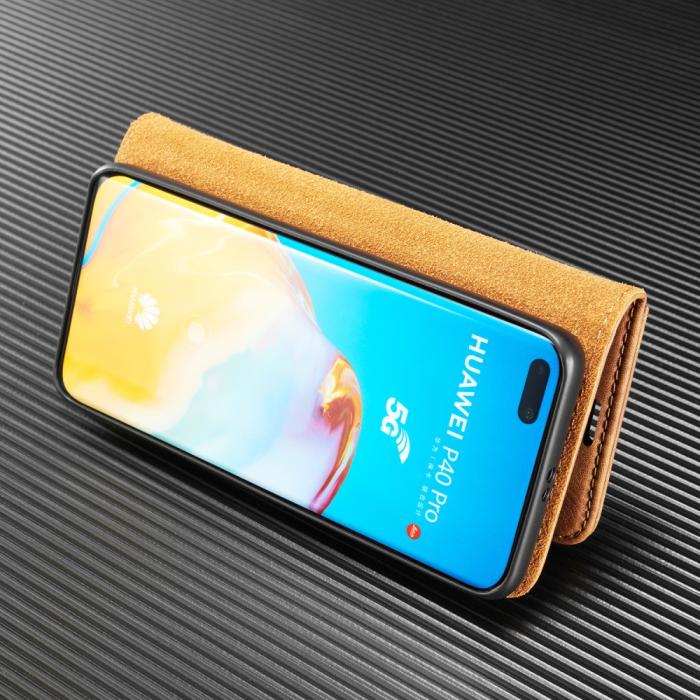 UTGATT1 - DG.MING Äkta Läder Plånboksfodral Huawei P40 Pro - Svart