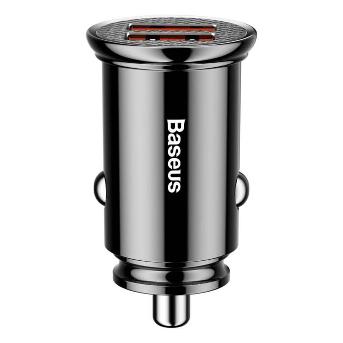 BASEUS - Baseus Universal Smart Billaddare 2x USB 3.0 SCP AFC 30W Svart
