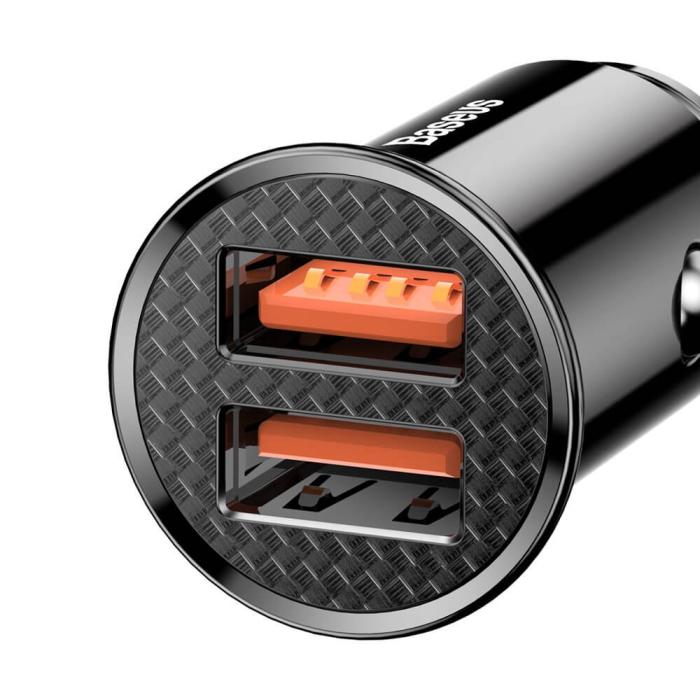 BASEUS - Baseus Universal Smart Billaddare 2x USB 3.0 SCP AFC 30W Svart