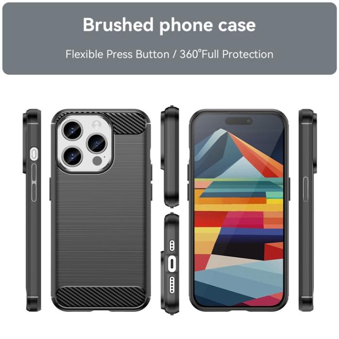 OEM - iPhone 15 Pro Mobilskal Carbon Fiber Brushed - Svart