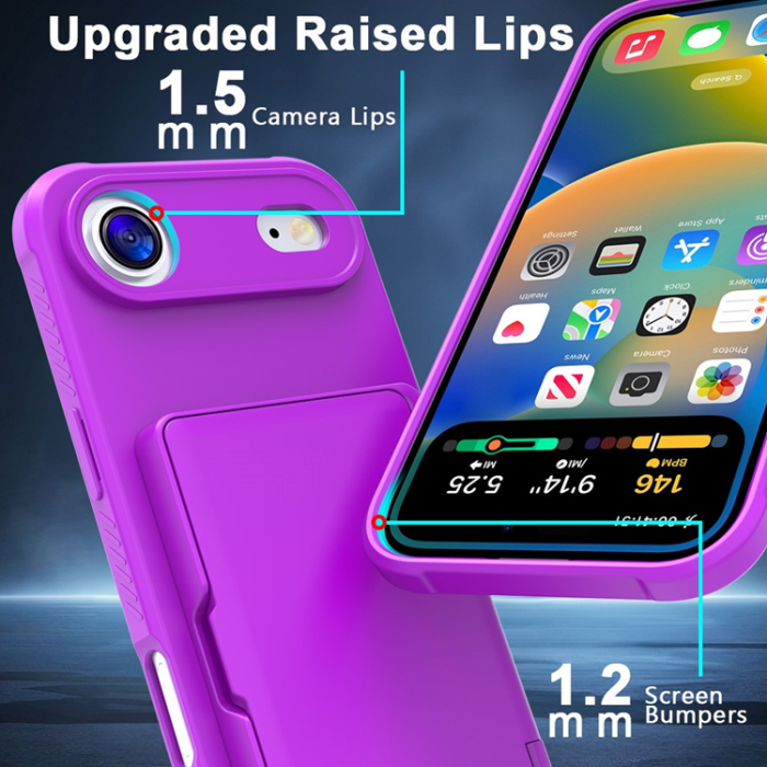 A-One Brand - iPhone Air Mobilskal Korthållare Mirror Kickstand - Lila