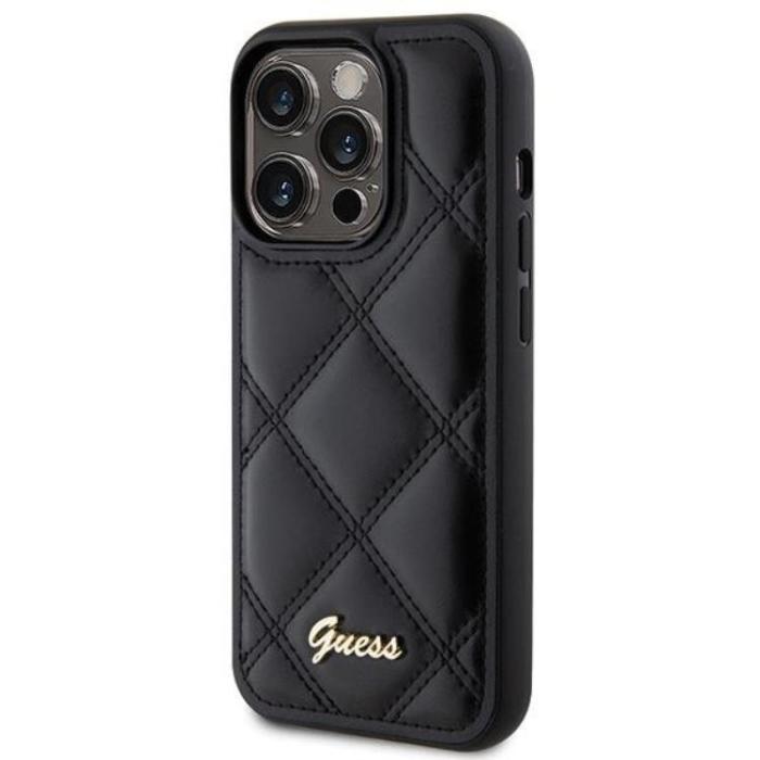 Guess - Guess iPhone 15 Pro Max Mobilskal Quilted Metal Logo - Svart