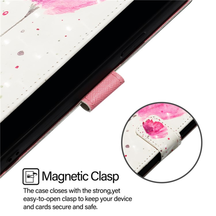 A-One Brand - iPhone 16e Plånboksfodral Printing Pattern Med Rem - Flower