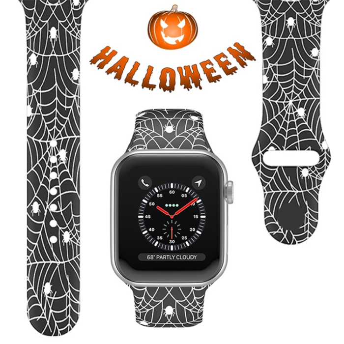A-One Brand - Apple Watch (38/40/41mm) Armband halloween floral - Vit Spiders