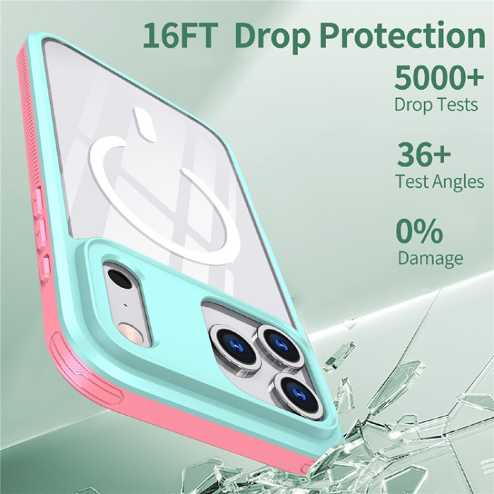 A-One Brand - iPhone 17 Pro Mobilskal MagSafe TPU + PC Clear - Blå/Rosa