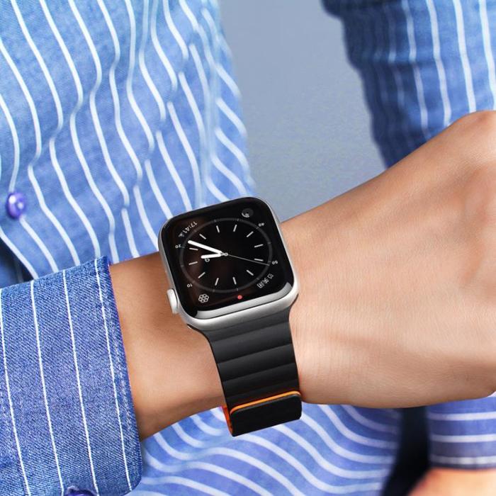 UTGATT - Dux Ducis Magnetic Strap Apple Watch 7/6/5/4/3/2/SE (41/40/38mm) - Svart/Orange