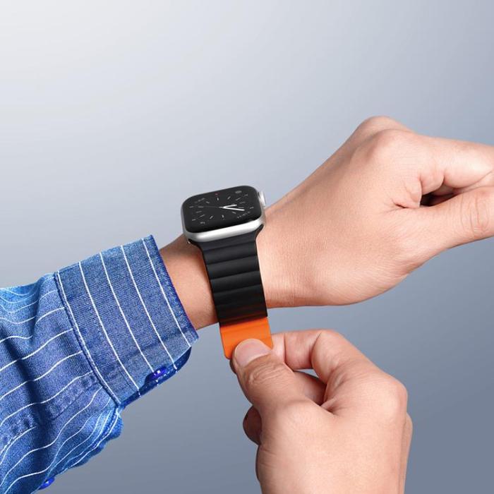 UTGATT - Dux Ducis Magnetic Strap Apple Watch 7/6/5/4/3/2/SE (41/40/38mm) - Svart/Orange