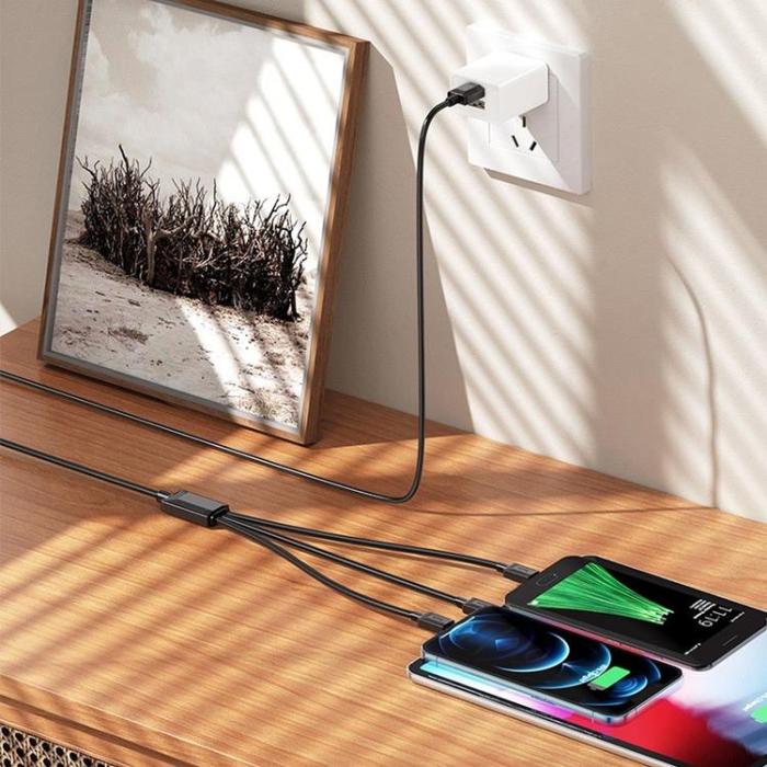 Hoco - HOCO USB-A/Lightning/Micro-USB/USB-C Kabel 1m 2A X76 - Svart