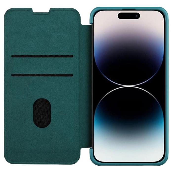 Nillkin - Nillkin iPhone 14 Plus Plånboksfodral QinPro Läder Plain - Exuberant Grön