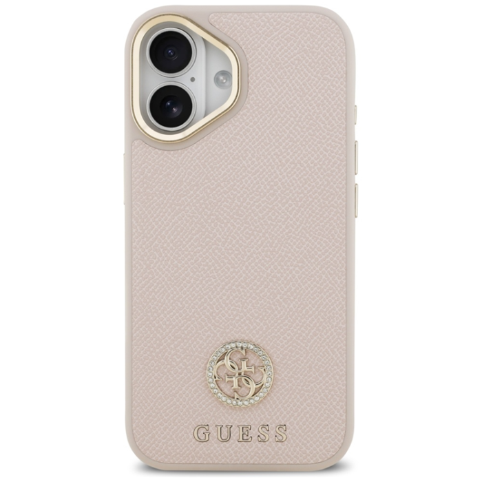 Guess - Guess iPhone 17 Mobilskal Magsafe Grained Strass Logo - Rosa