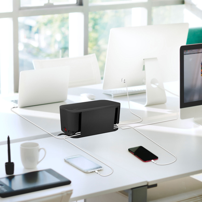 LogiLink - LogiLink Cable box - Kabelgömma med grenuttag + USB-A/USB-C-laddning Svart