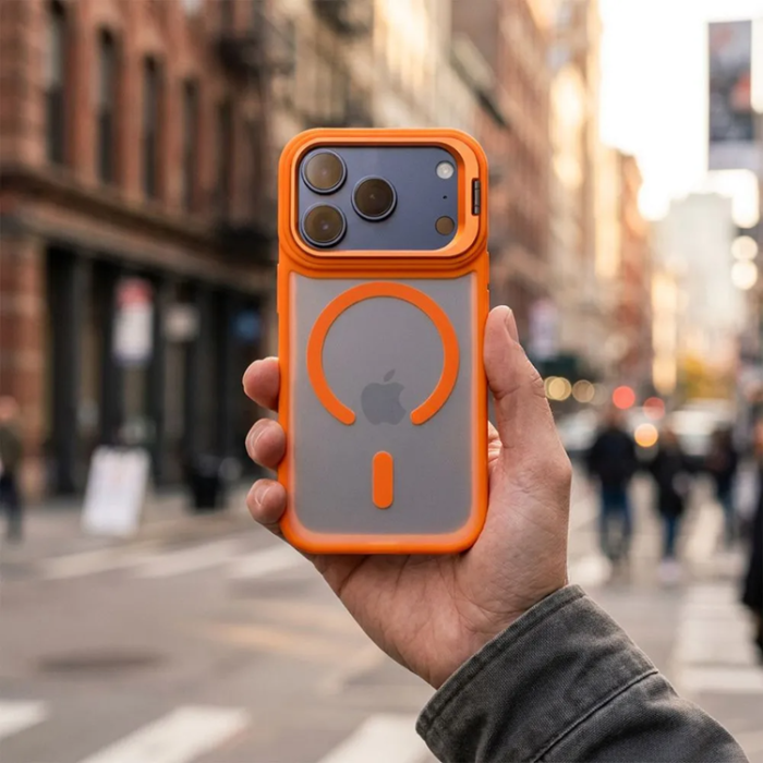 Forcell - Forcell Mobilskal För iPhone 17 Pro Magsafe Shadow Stand - Orange