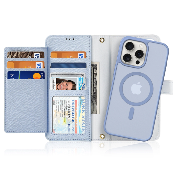 Dux Ducis - Dux Ducis iPhone 15 Pro Plånboksfodral Lawa Läder - Blå