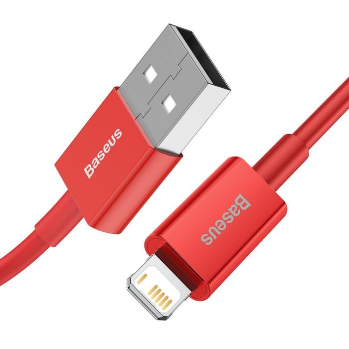 BASEUS - Baseus snabbaddning USB-A till Lightning kabel 1m - Röd