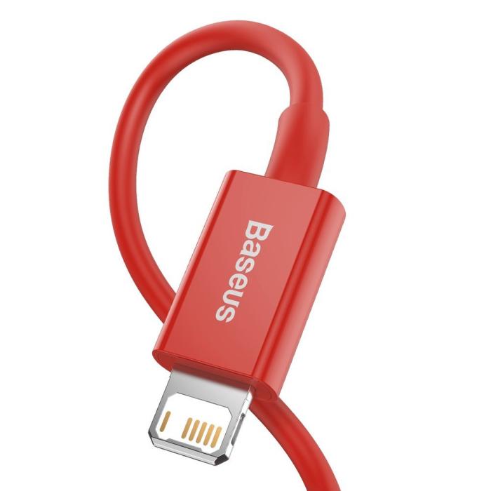 BASEUS - Baseus snabbaddning USB-A till Lightning kabel 1m - Röd