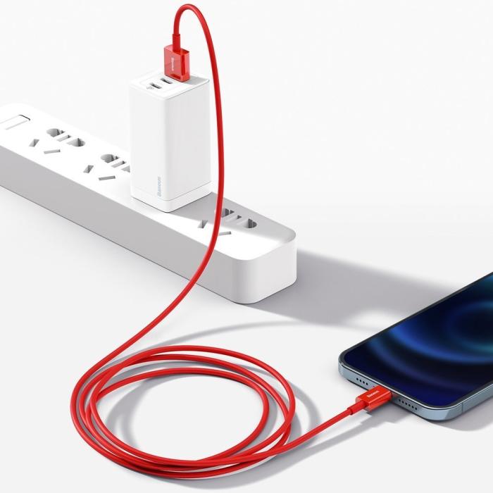 BASEUS - Baseus snabbaddning USB-A till Lightning kabel 1m - Röd