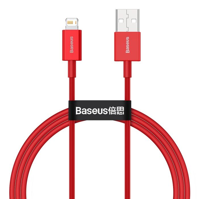BASEUS - Baseus snabbaddning USB-A till Lightning kabel 1m - Röd