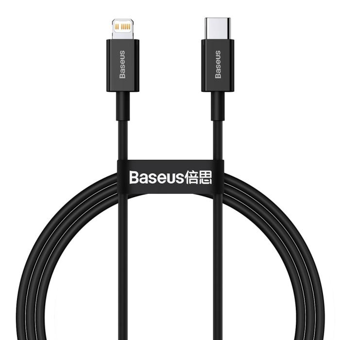 BASEUS - Baseus Fast Charging USB-C till Lightning kabel 1m - Svart