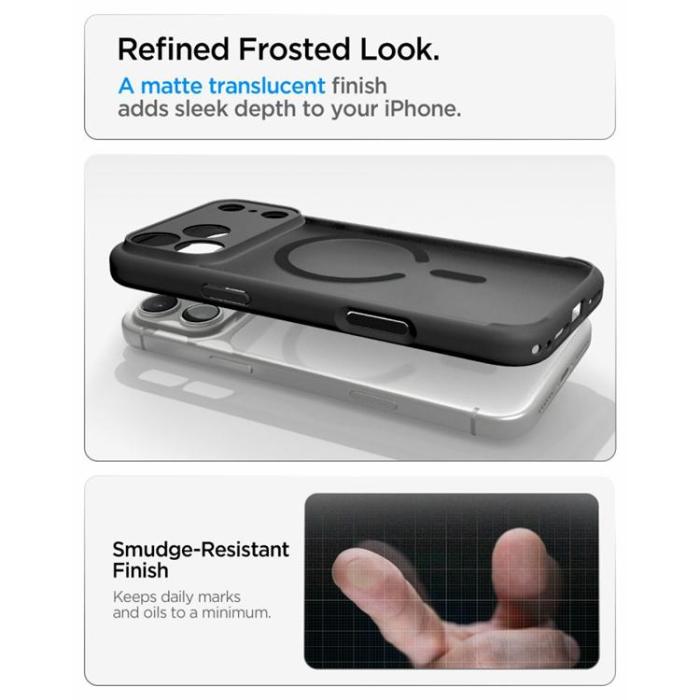 Spigen - Spigen Mobilskal För iPhone 18 Pro/17 Pro Magsafe Ultra Hybrid - Frost Svart